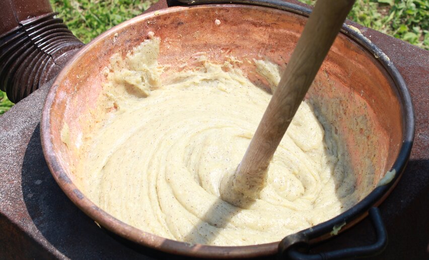 Typical dinner with potato polenta