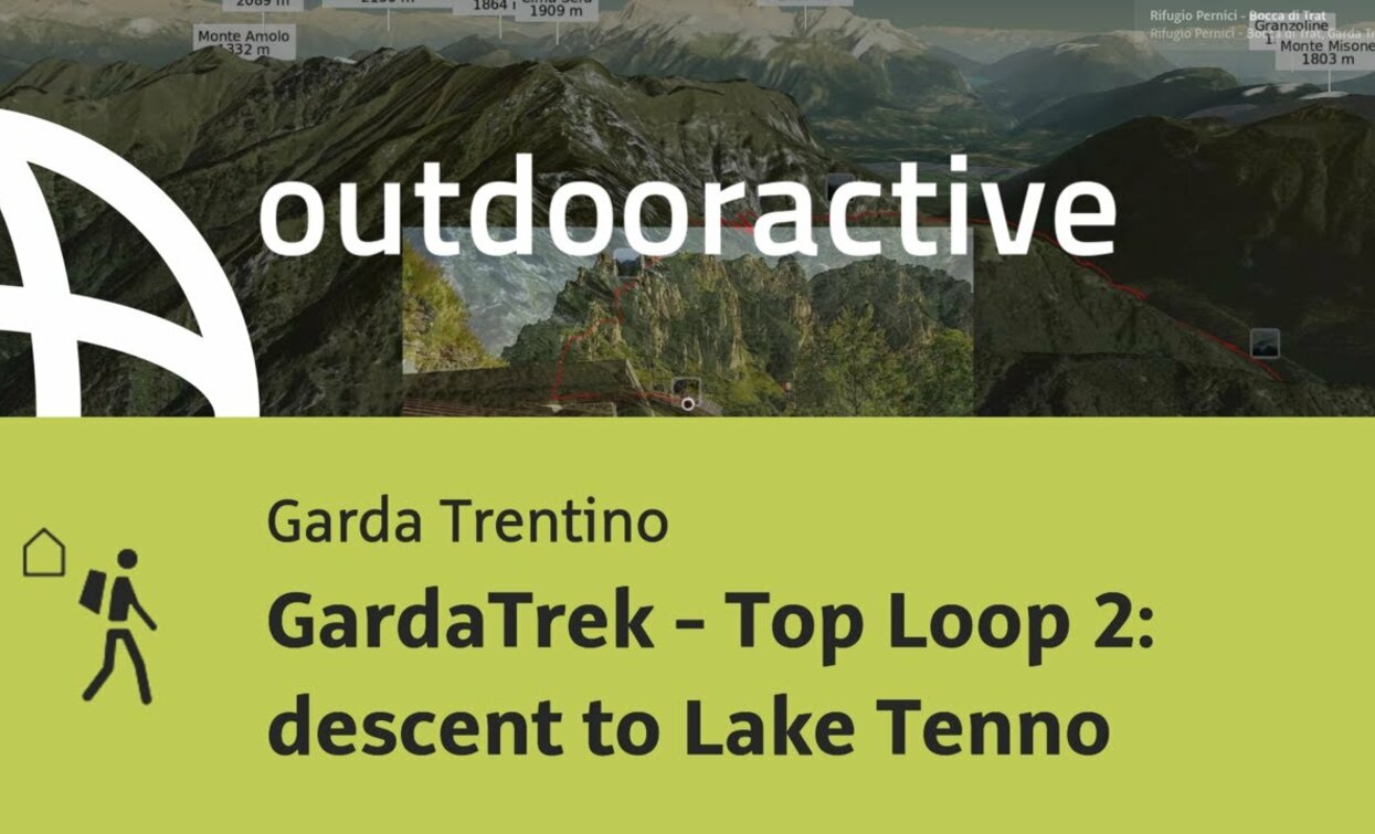 escursione di lunga distanza al Lago di Garda: GardaTrek - Percorso Superiore 2: discesa al Lago di Tenno | © Outdooractive – Flyover Videos