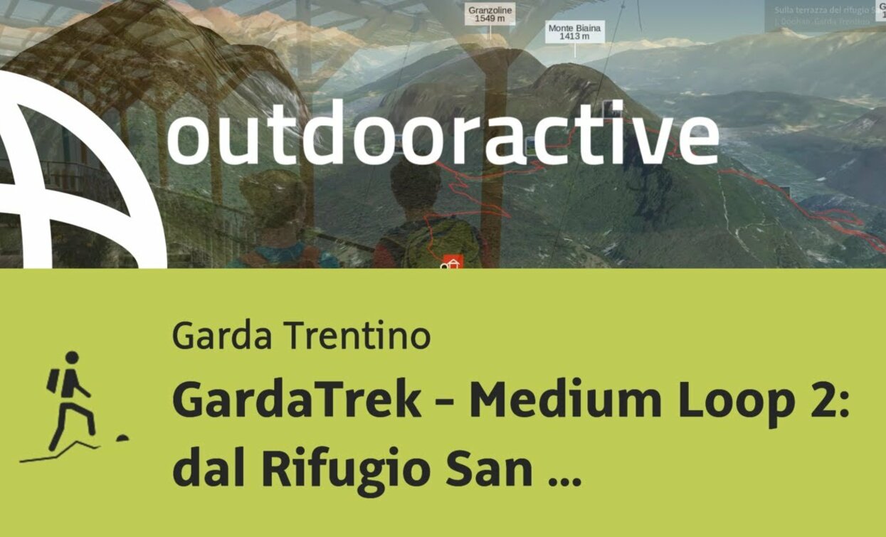Sentiero alpinistico al Lago di Garda: GardaTrek - Medium Loop 2: dal Rifugio San Pietro a Ceniga | © Outdooractive – Flyover Videos