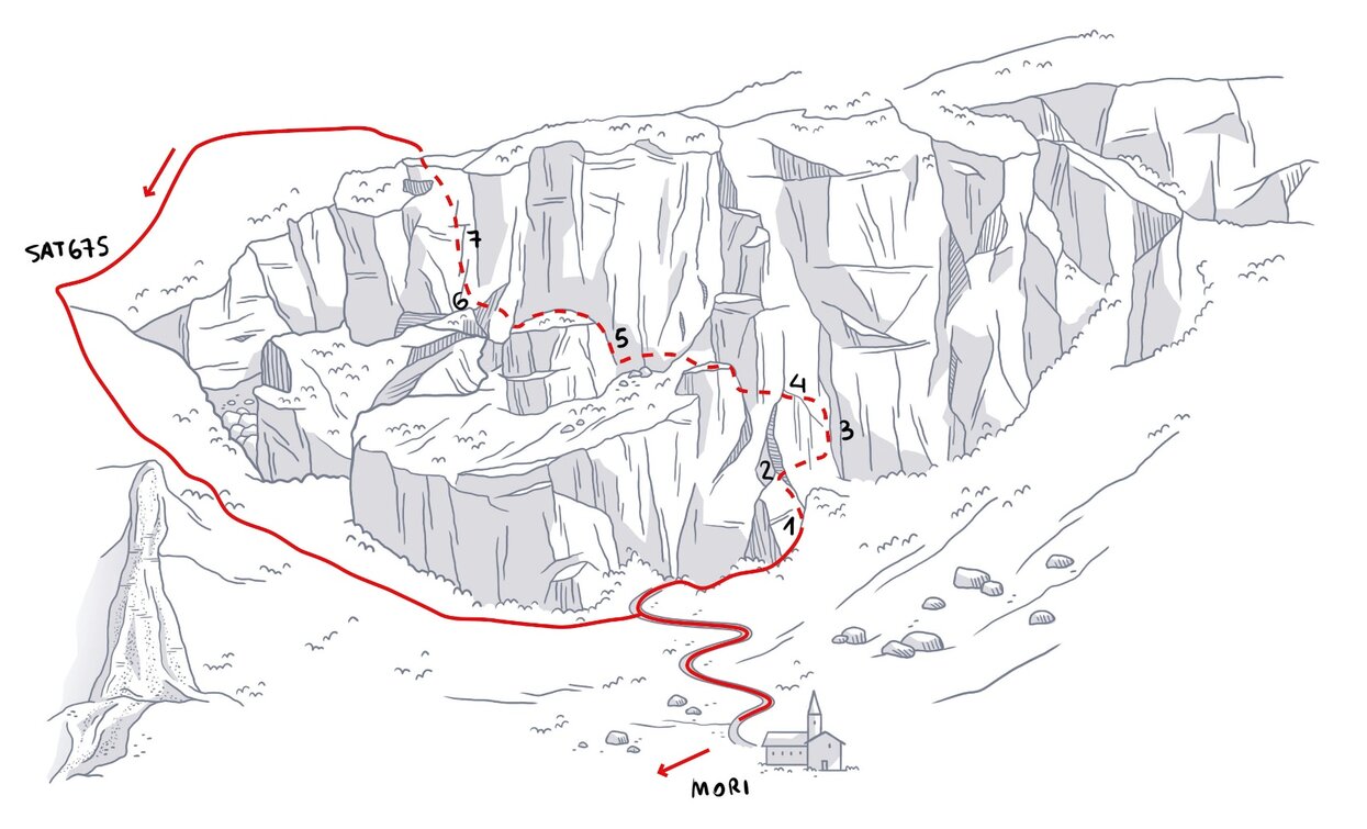 O. Marangoni - Monte Albano Klettersteig | © Eleborazione grafica di Sveva Seneci , Garda Trentino 