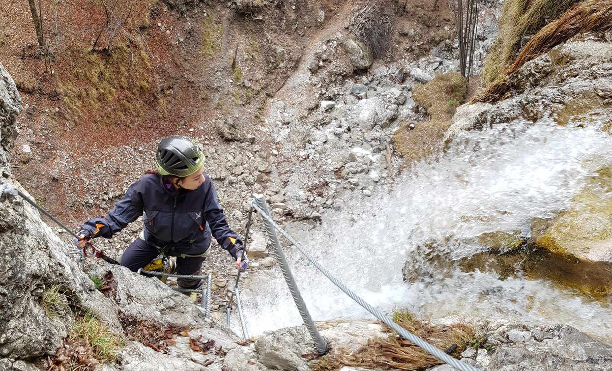 Along the via ferrata "Rio Ruzza", just beside the waterfall | © A. Seneci, Garda Trentino 