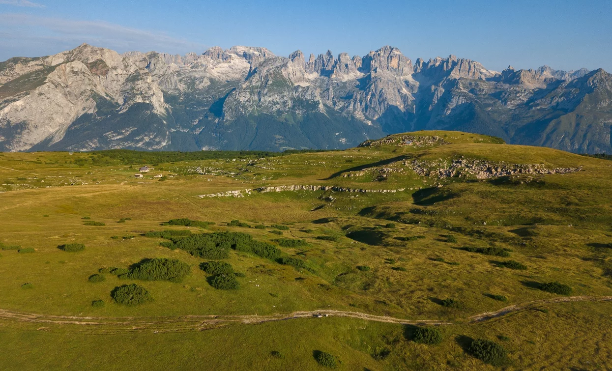 Die Wiesen im Gebiet Bait del Germano und die Brenta-Dolomiten | © ph. Tommaso Pini, Dolomiti di Brenta e Paganella