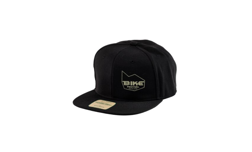 A black cap with a flat visor. The front features the "BIKE Festival" logo in gold. A black cap with a flat visor. The front features the "BIKE Festival" logo in gold.