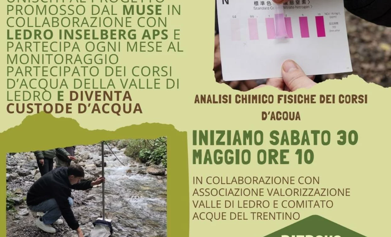 A poster for the "Water Guardians" project inviting participation in an initiative to monitor water quality. The text includes details on how to join the project and contact information.